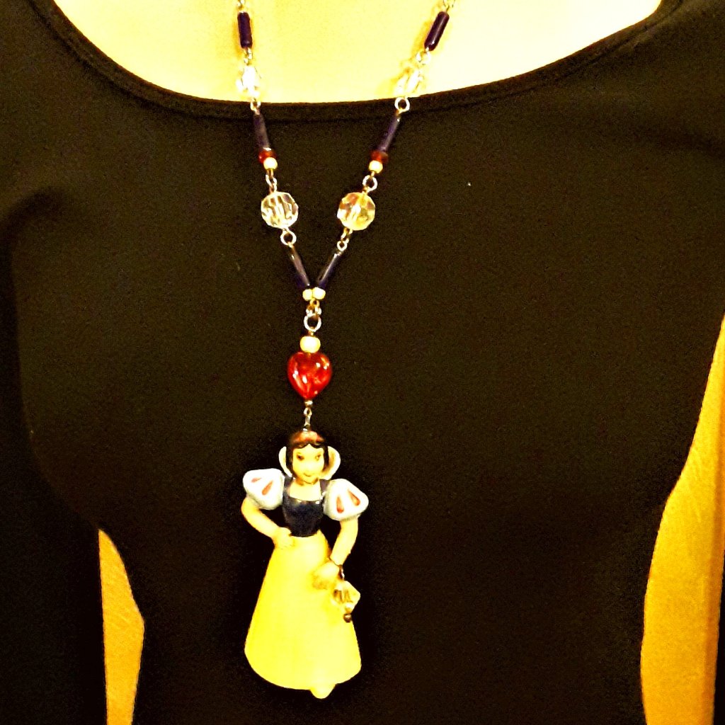 Ooak Snow White Fantasy Necklace W/ Austrian Crystal And Miracle Beads